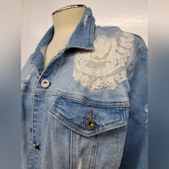 **SOLD*******Lynyrd Synyrd Free Bird Long Denim Jean Jacket Upcycled Vintage - Picture 9 of 12